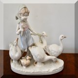 P29. Porcelain figurine of a girl with geese. 8”h - $24 